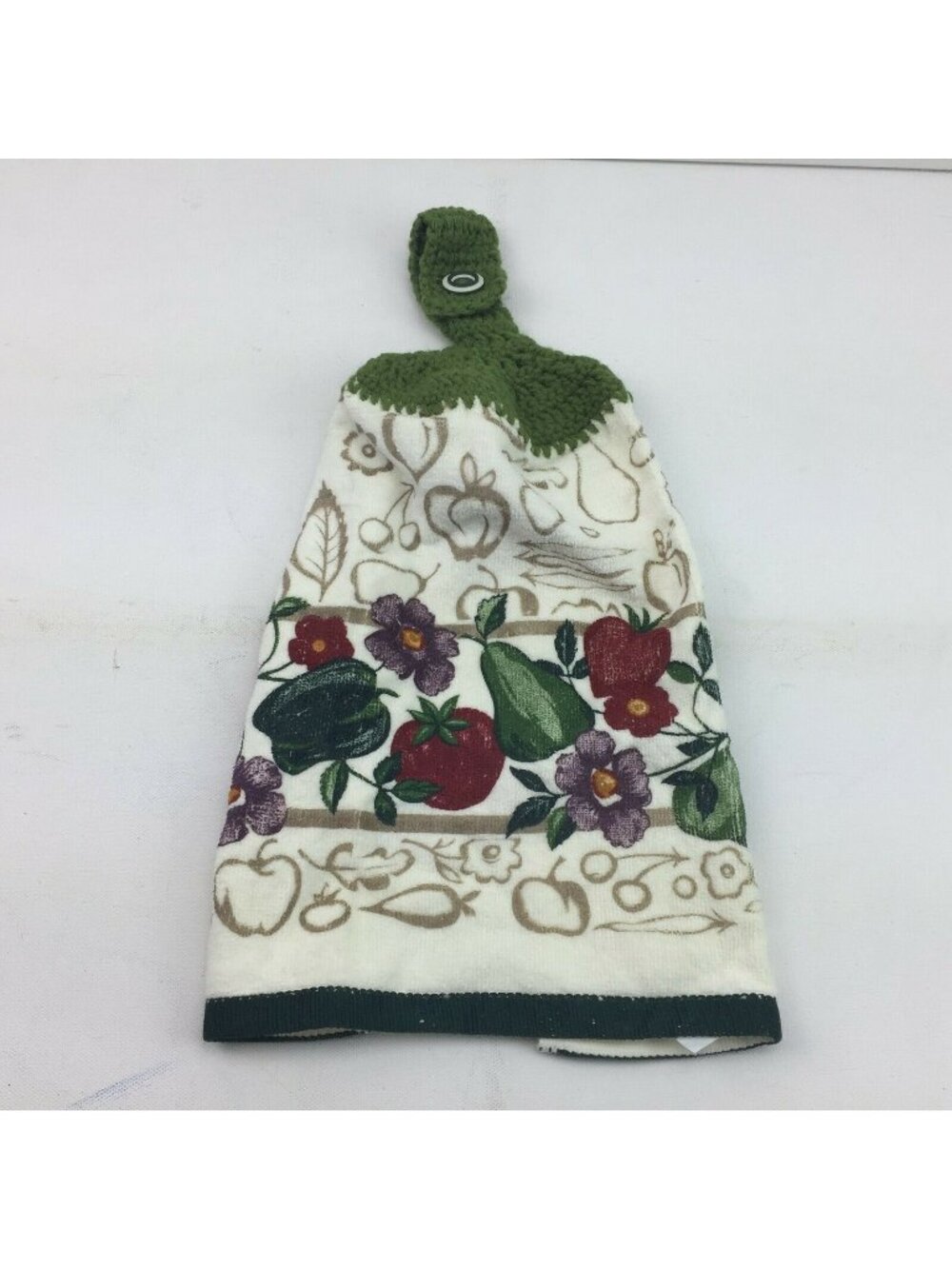 Cecil Saydah Kitchen Hand Towel Button Knit Strap Top Hanging Food Fruit Theme